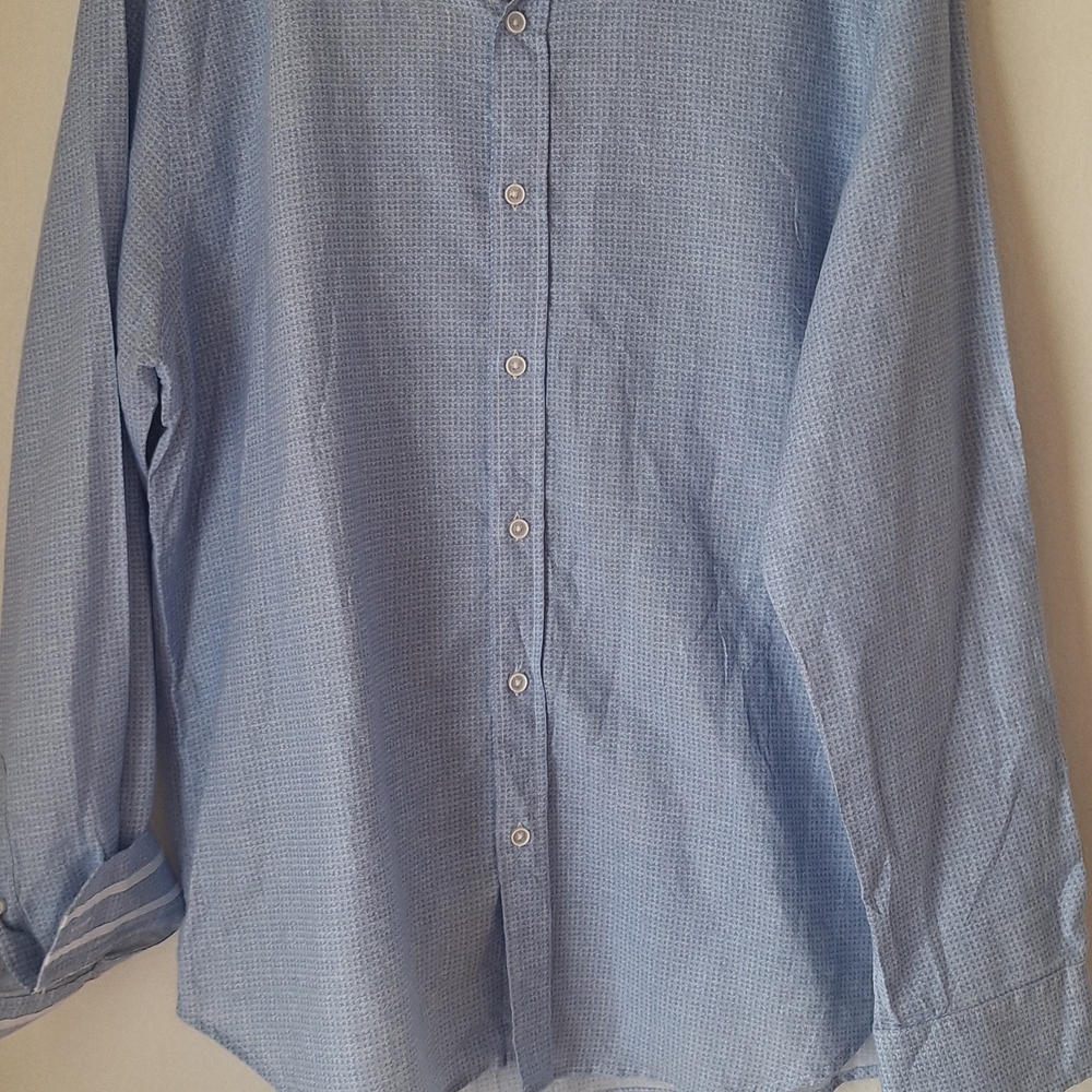 Robert Graham Light Blue Textured Button-Down Shirt SZ XL 55%linen 45%cotton